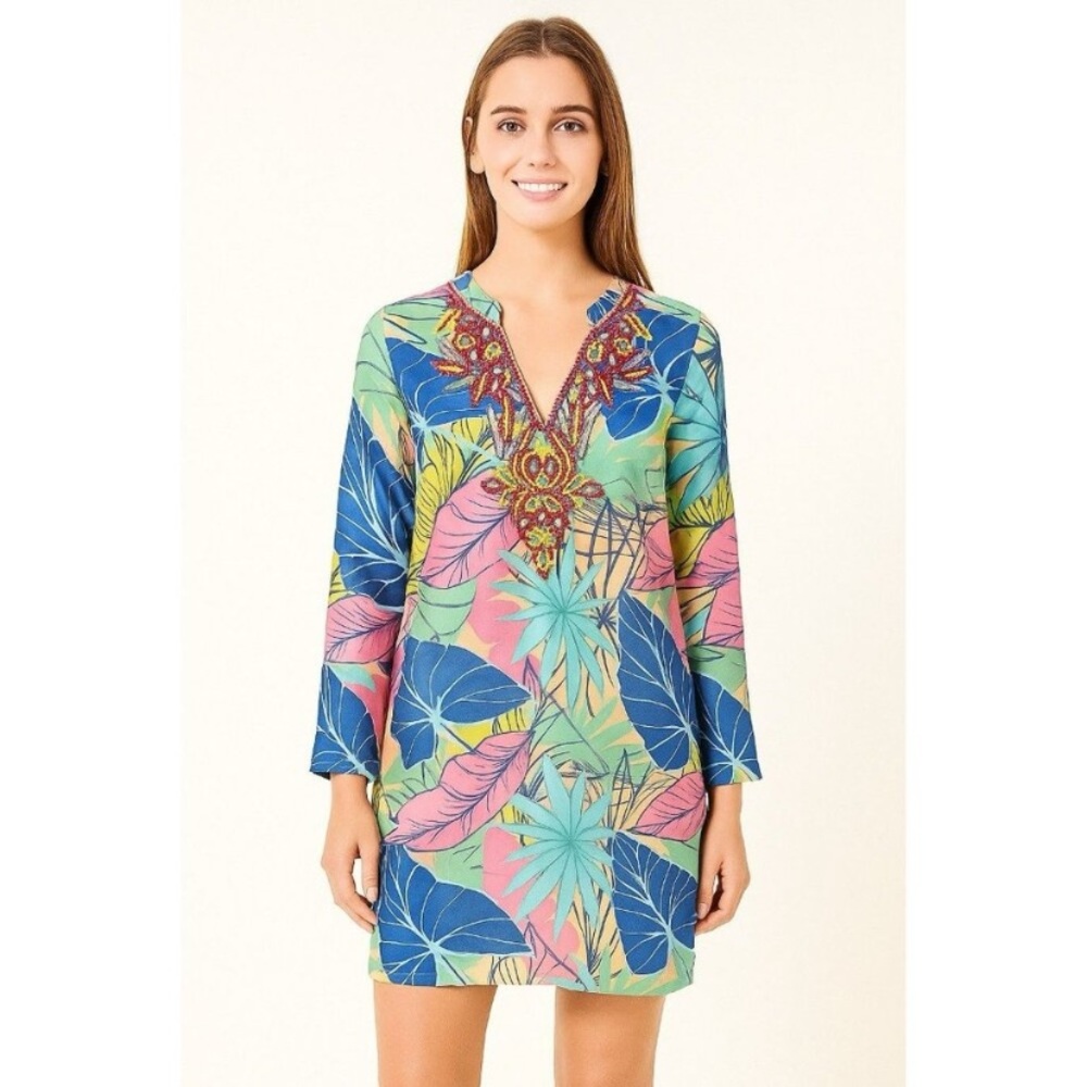 Banana Boat SPF 25+ Sun Protection Floral V Neck Coverup Dress Woman’s